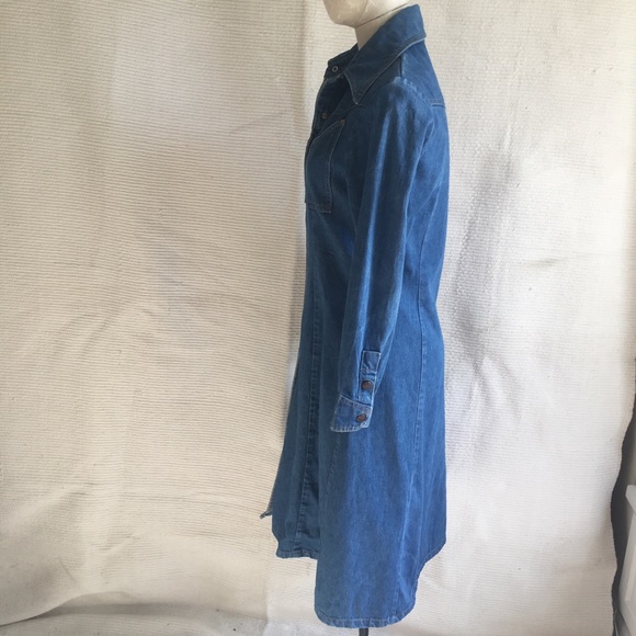 VTG 70s Landlubber Dress Western Denim Snap Coat - Picture 6 of 8